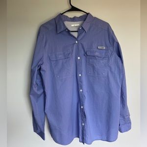 Columbia PFG Fishing Button Shirt Men’s Womens XL Lavender Long Sleeves Vented